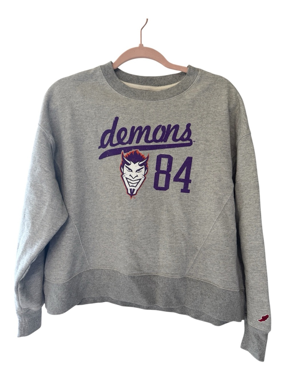 League Northwestern State Demons Gray Crop Pullover Crewneck Sweatshirt - Size M